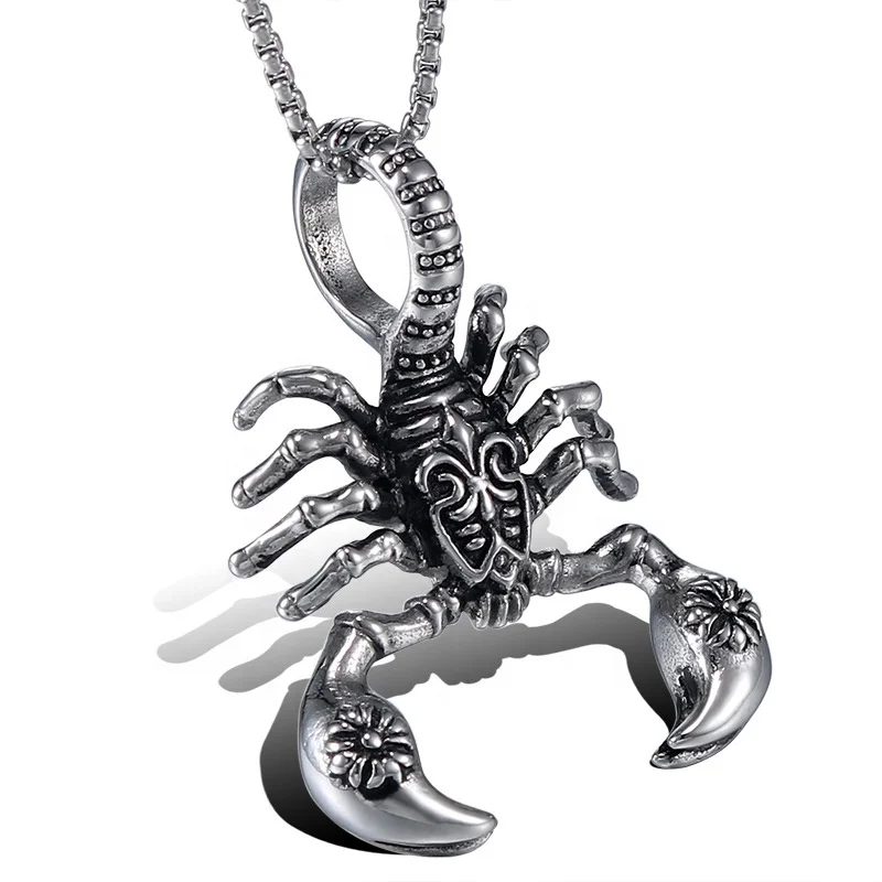Fresh design black onyx silver scorpion necklace