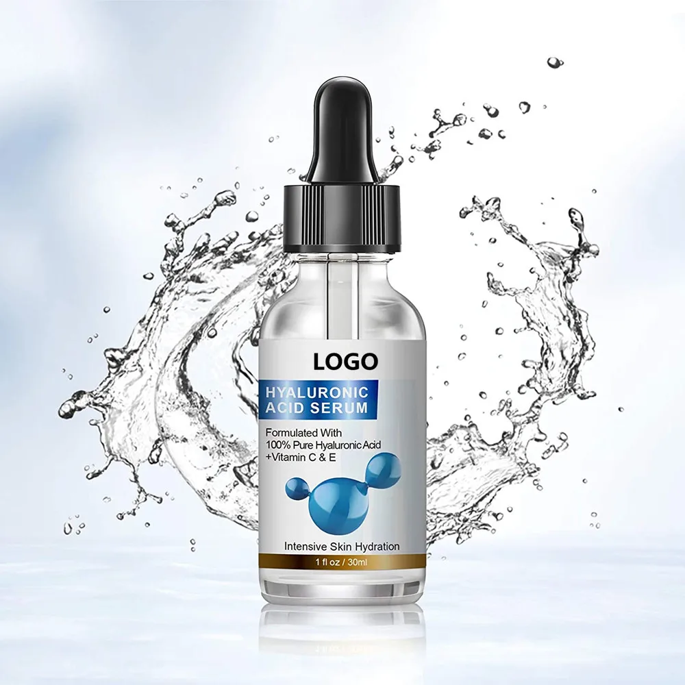 Private Label 100% Natural Pure Hyaluronic Acid Vitamin C & E Repair Acne Hydrating Smoothing Hyaluronic Acid Face Serum