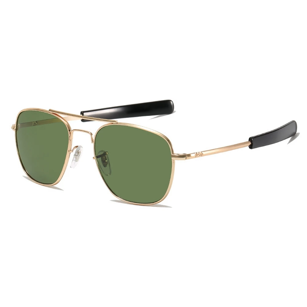 Retro Trendy Pilot Metal Glasses Sunglasses Men American Optical Glass Lens Sunglasses