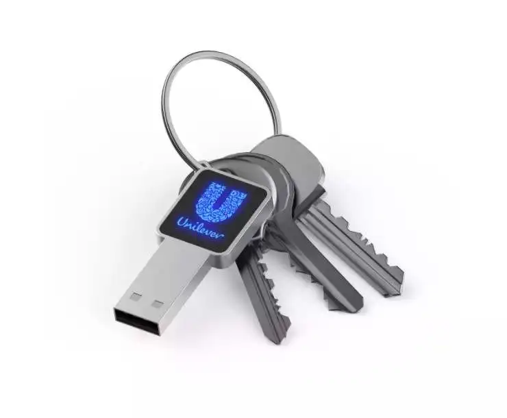 2022 hot sale custom logo Keychain usb pen flash drive metal key shape usb LED light up Logo for Car