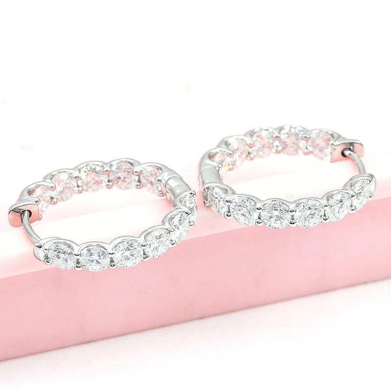 2.6mm Lab Diamond DEF-VS Eternity 14mm Hoop Earrings in 10K White Gold