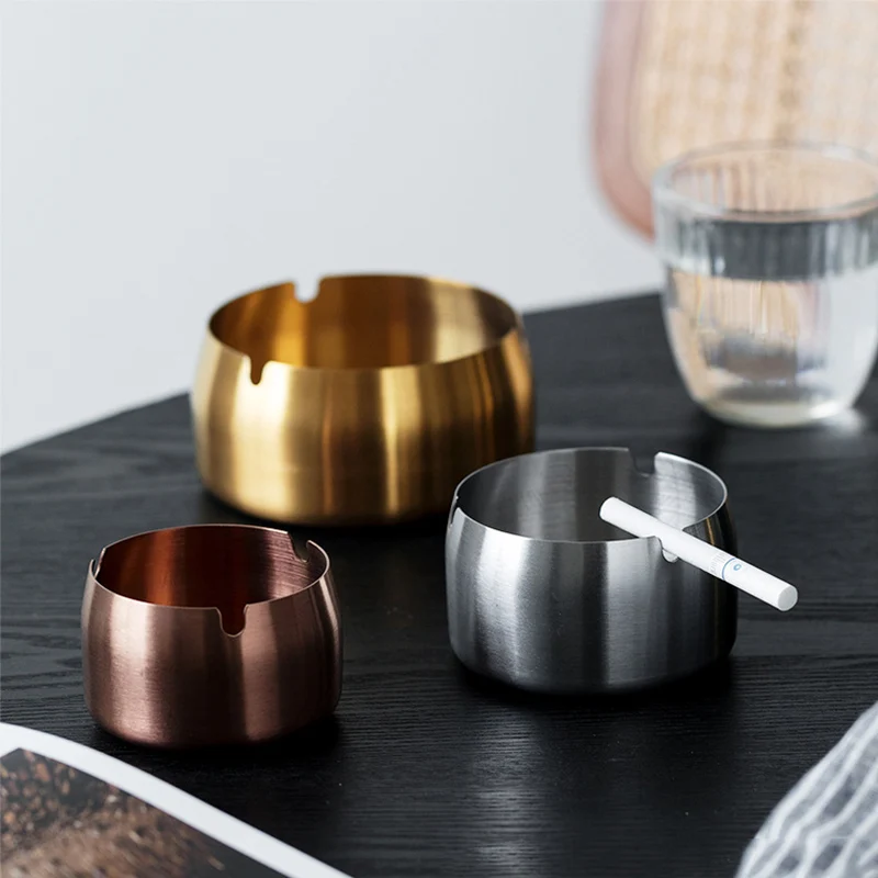 8cm 9cm 10cm 12cm Custom logo stainless steel smoking ash tray ashtray bin