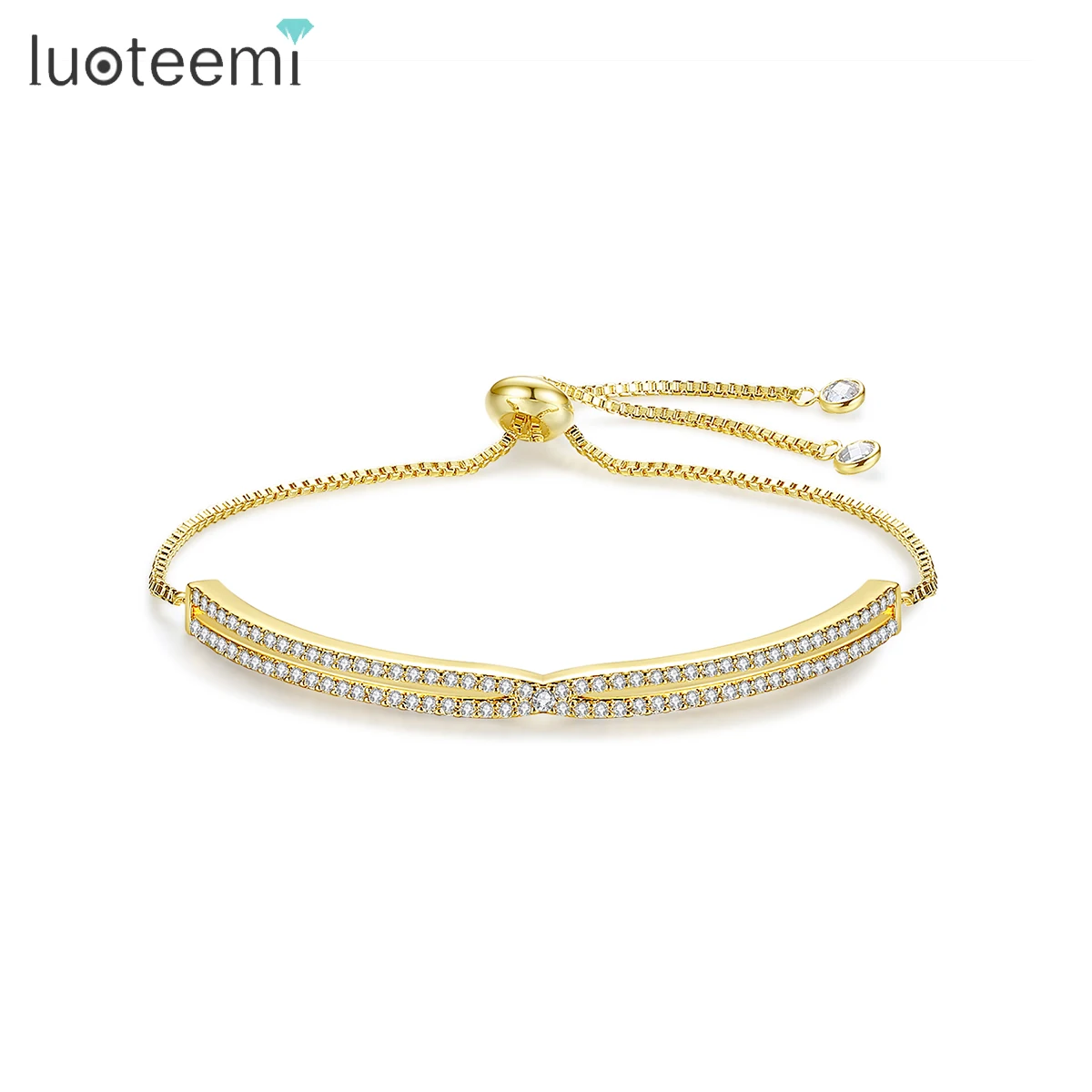 LUOTEEMI 2021 Fashion Indian Dainty Zirconia Female Trending Statement Bangle