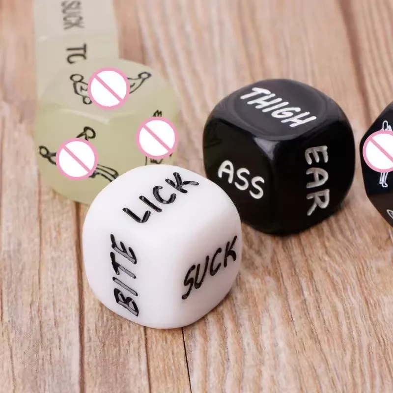 6pcs set English Letter Sexy Luminous Dice with Bag Sex Love-Position Dice Set 6 Sides 18mm Adult Game Erotic Dice