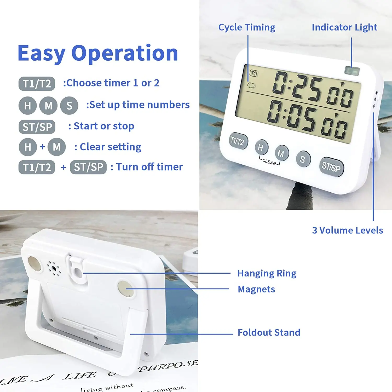 30 mins work 5 minutes play timer 2 in 1 study timer large digital display