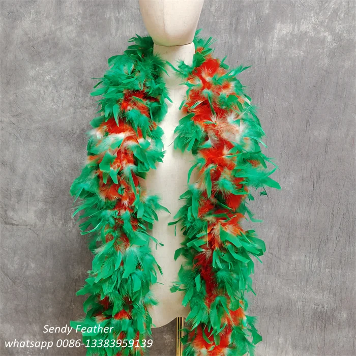 120g Heavy Boa Turkey Feather Boa Tipped Color Chandelle Boa for Party Christmas Carnival Costume