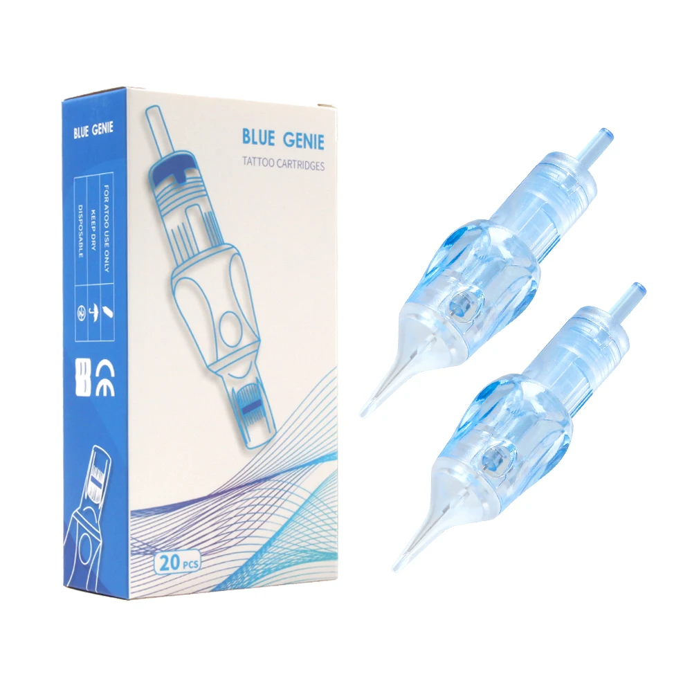 BLUE GENIE 20pcs/Box 0.3MM Cartridge Tattoo Needles RL RS M1 RM F Safety Tattoo Needle For Tattoo Artists And Beginners Body