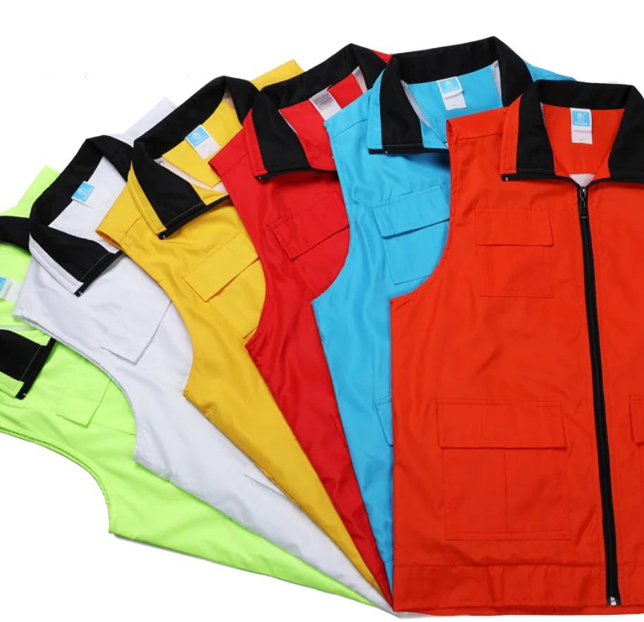 Nuoxin индивидуальный унисекс композитный материал для взрослых, волонтерский Рабочий жилет с полной молнией, Пользовательский логотип, цветная печать