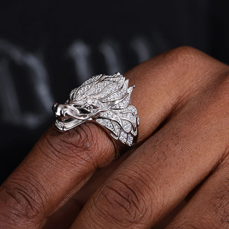 Designer New Inspiration Design Men Street Hip Hop Style Ring Brass 18K Gold Plated  Factory Direct Zirconia Dragon Head Ring