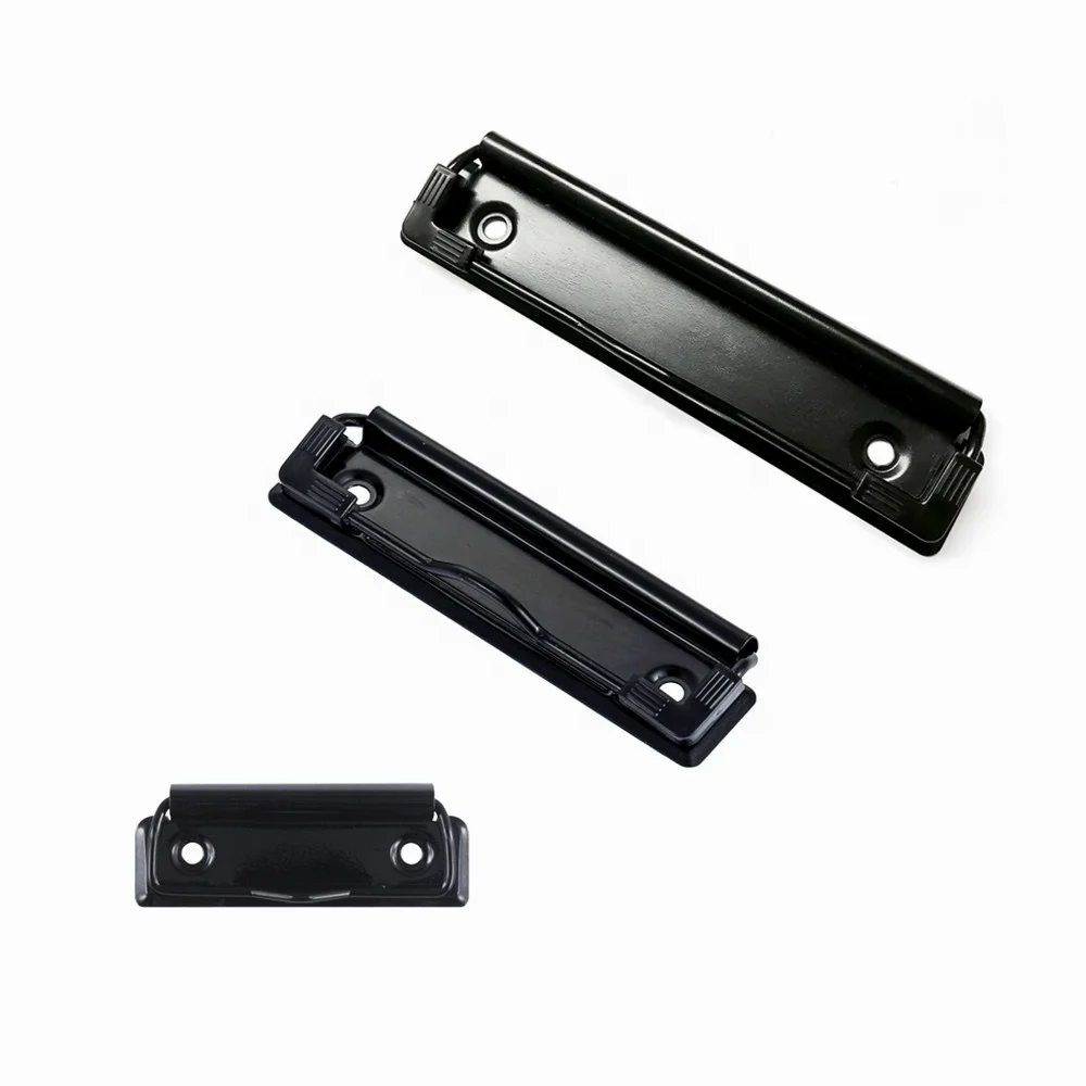 Electrophoresis black color metal flat clip with plastic corner for office