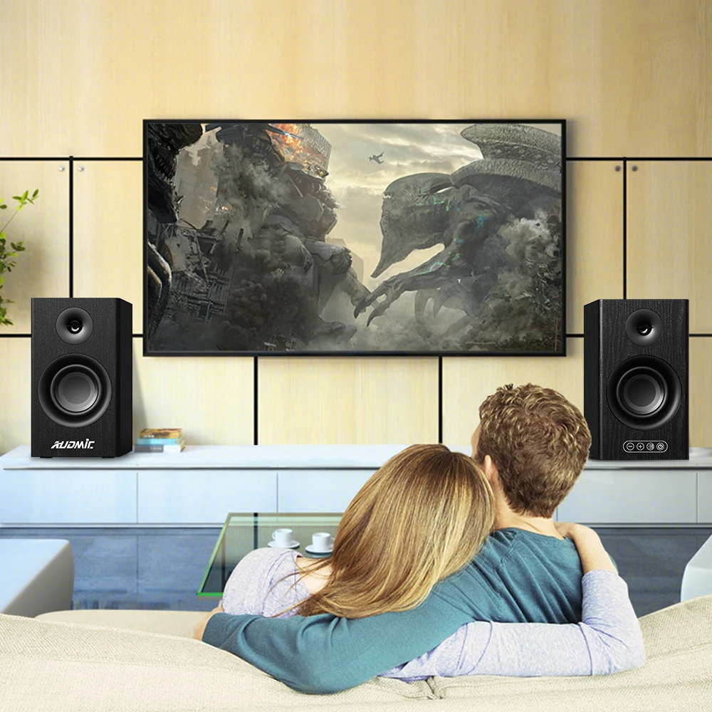 Wholesale Wooden High End Stereo 3D Hifi Sound Professional Home Audio Speaker Heavy Bass Bluetooth Desktop 2.0 Speaker