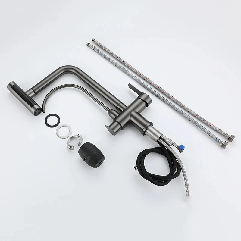 Three Ways Kitchen Sink Faucet Sus304 Double Handle Sink Faucet Mixers 3 Ways Basin Kitchen Taps With Water Purifier Faucet