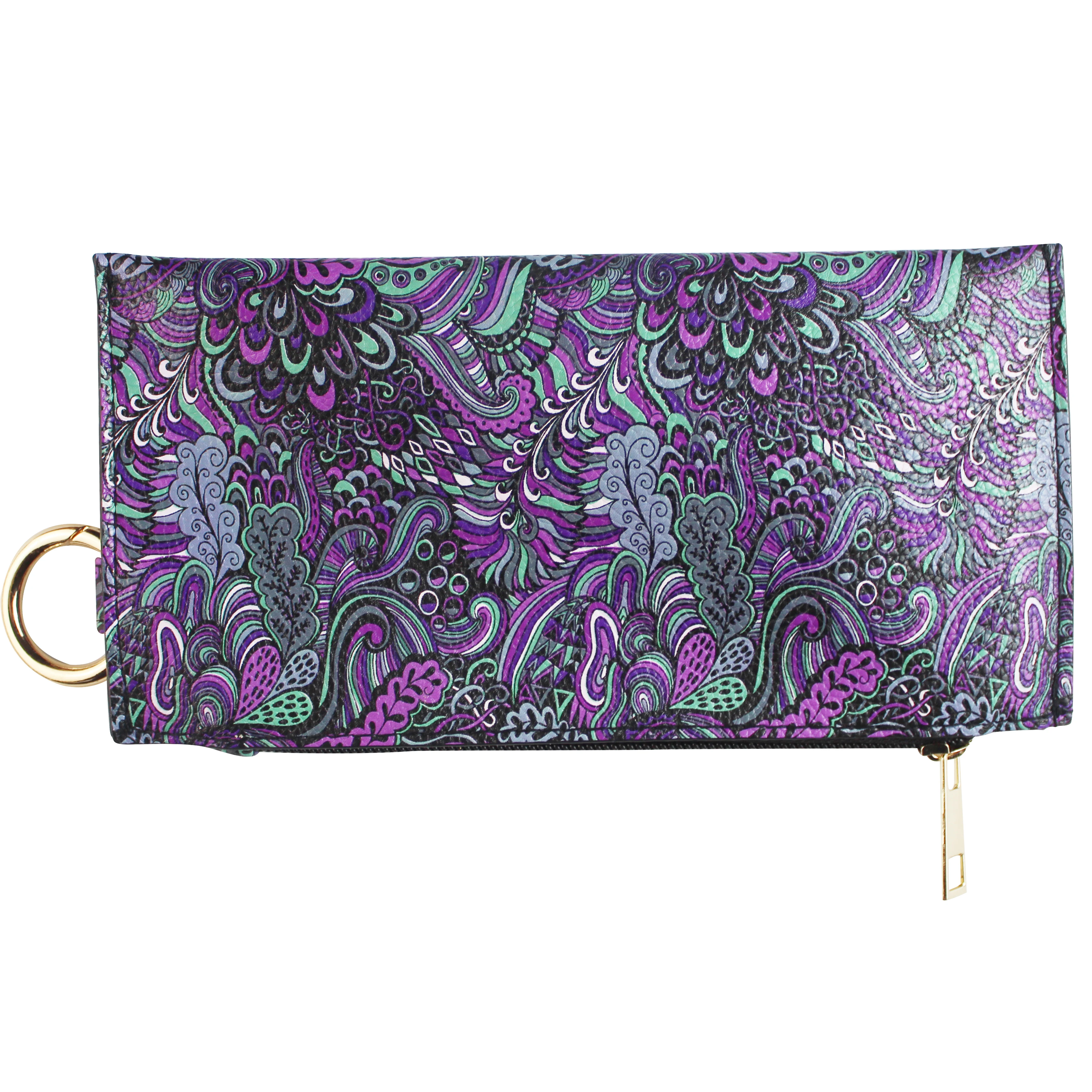 Colorful Bracelet Bag Leather Rainbow Flower Pattern Wallet for women