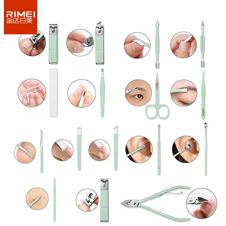 RIMEI  hot sale professional set manicure pedicure 17pcs in 1 nail care set manicure pedicure