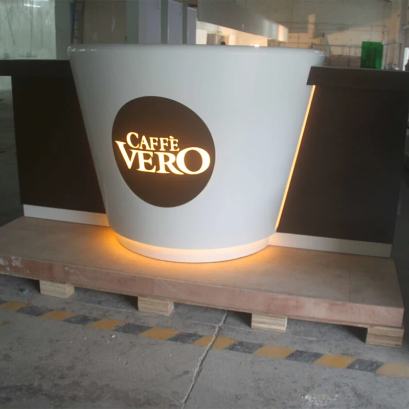 Commercial use customized coffee bar counter shop reception counter special-shaped counter for cafe restaurant