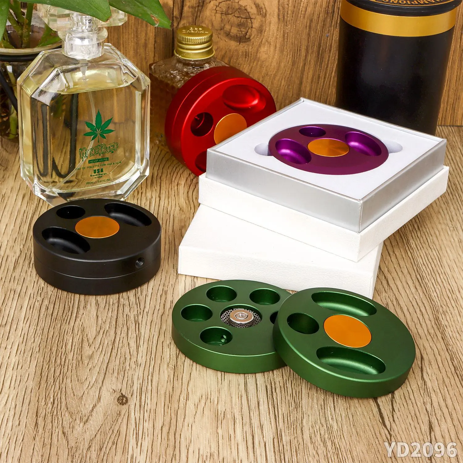Custom New 66mm Premium 2 Layer Round Circle Shape Manual Smoking Sublimation Hand Crusher Aluminum Cut Tobacco Grinder