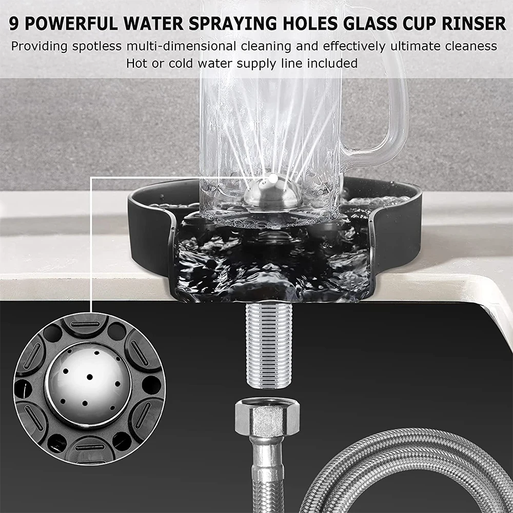 Bar Sink Automatic Cup Washer Stainless Steel 304 Bottle Glass Rinser Coffee Pitcher Rinser For Kitchen Bar Cafe