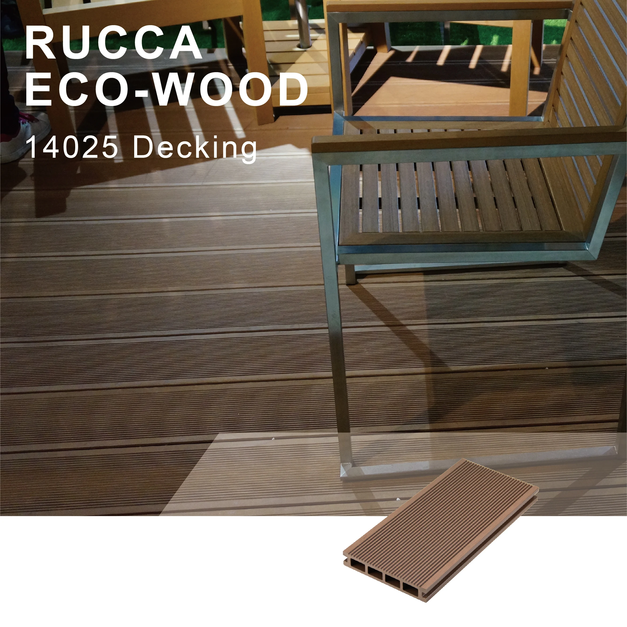 Rucca Серый WPC/PE древесно-пластиковый композитный наружный спроектированный плавающий настил 140*25