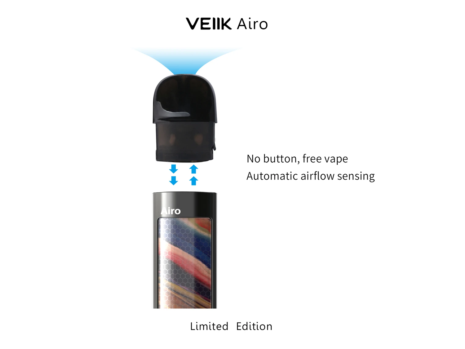 
VEIIK Airo refillable vape cartridge pod vape with 3D tempered glass sticker panels 