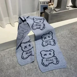Autumn and winter bear acrylic brushed knitted scarf