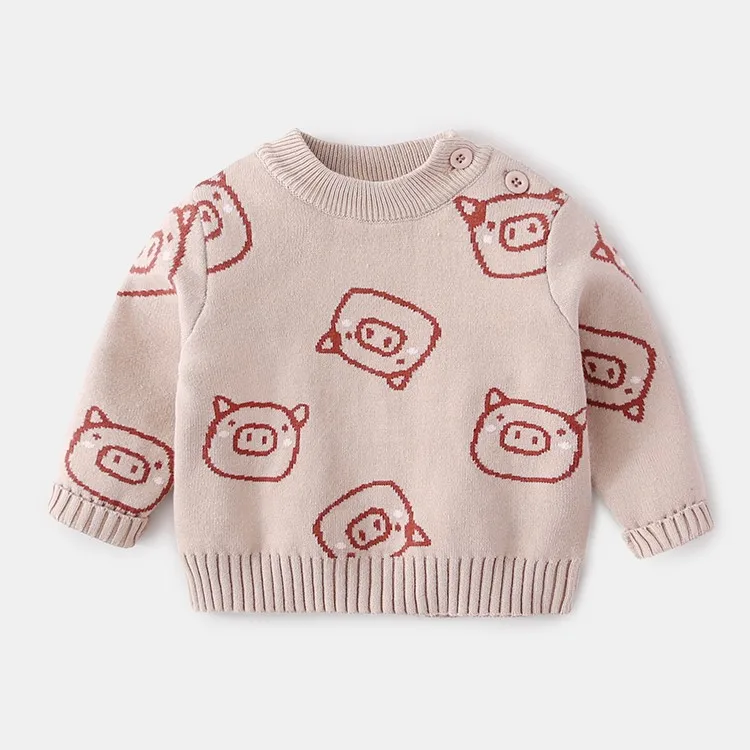 
Little Piggy Jacquard kids clothing Knitted Baby Sweater kids clothes winter 