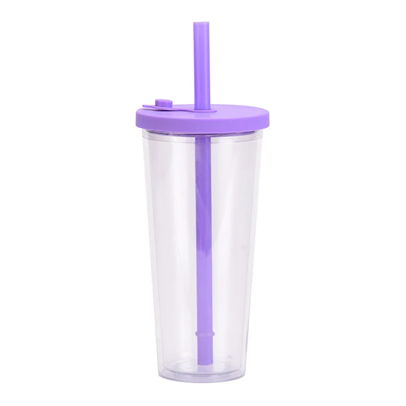 USA warehouse New design PP Bubble Tea Cup  Plastic Cup Drinks Double Enjoy Cups 700ml with lid for cold juice drinks