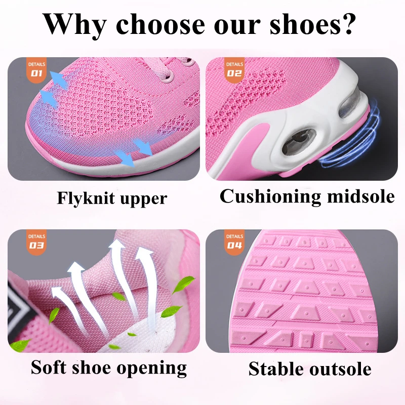 latest design air-cushion light Sneakers for women walking style shoes in stock