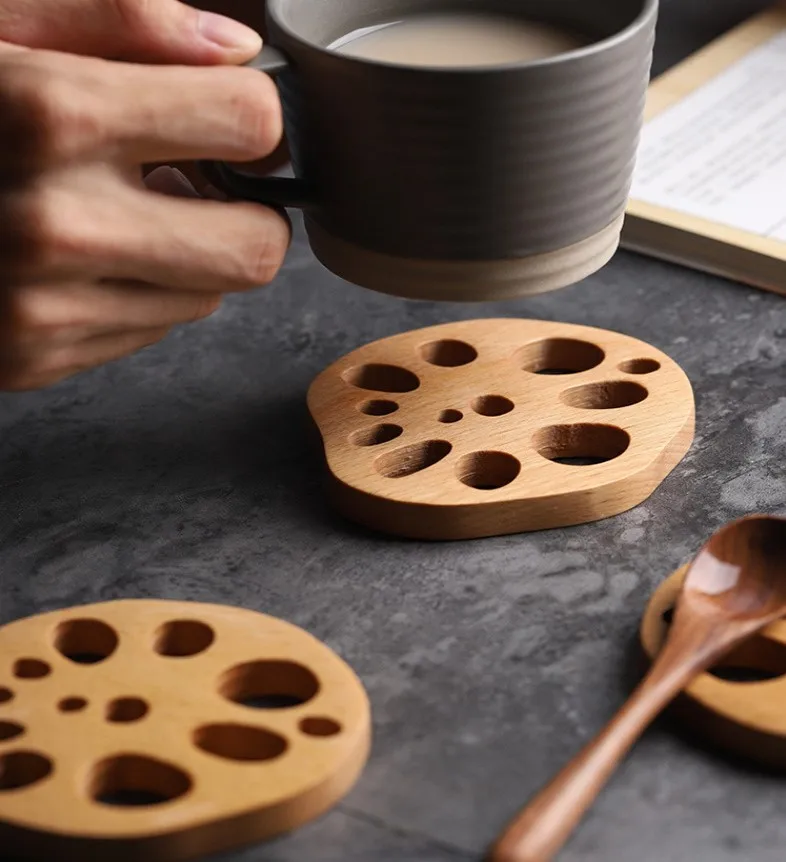 Wholesale Hot Selling Round Kitchen Accessory Place Mat Cartoon Heat Coaster Wooden Table Mat With Non-slip Foo