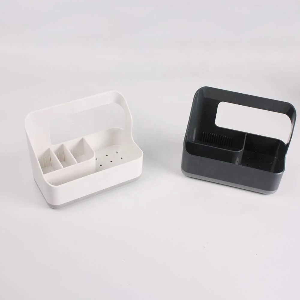 Space saving customizable creative plastic kitchen organizer sponge holder sink caddy with drain