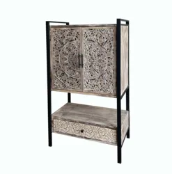 Деревянный шкаф, антикварная мебель с рисунком волны, 1 ящик, 2 двери, 59 дюймов H, деревянные книжные шкафы, стоячие полки от производителя