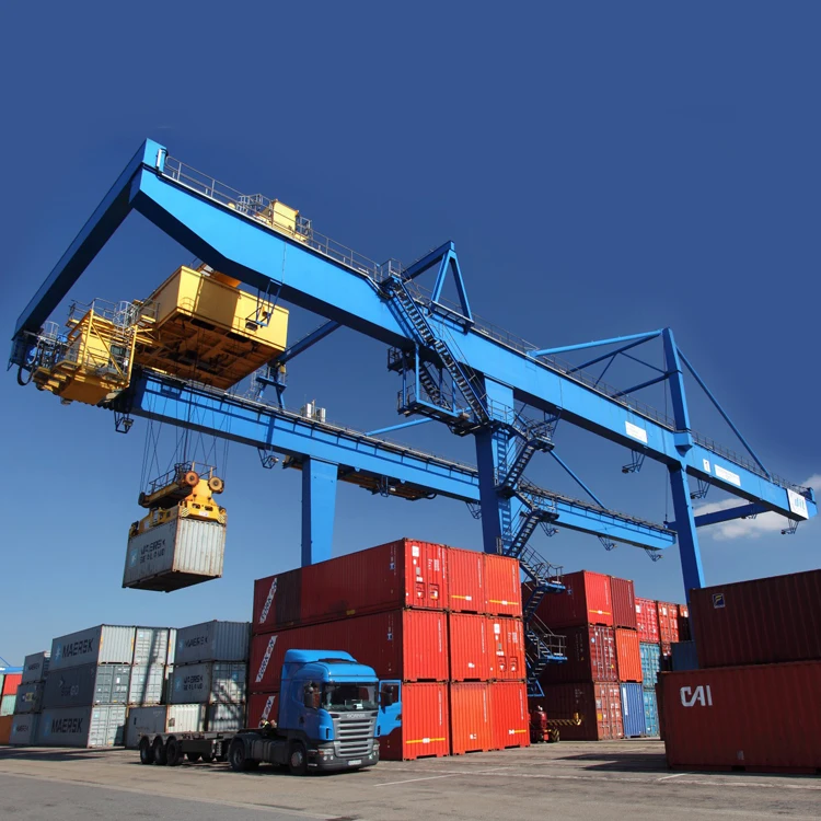 40ton or 50ton rail travelling container handling gantry crane with container spreader