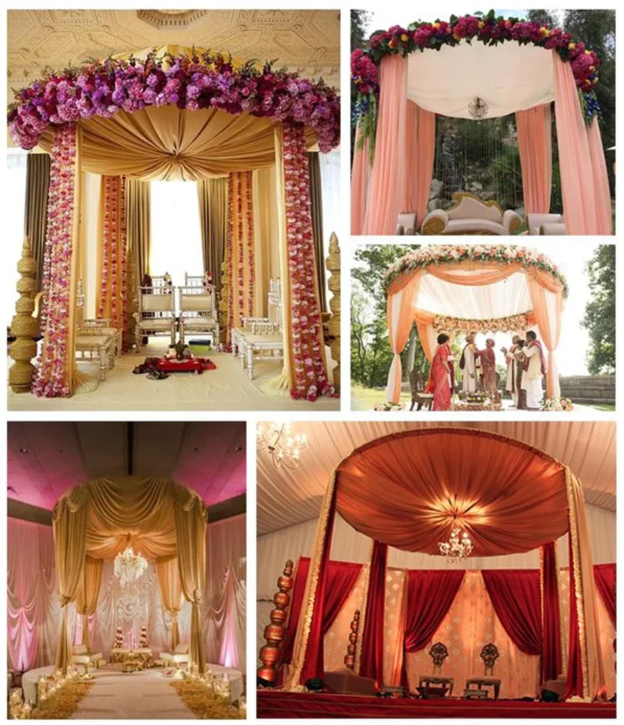 ESI wholesale adjustable pyramid structure wedding and event decorative aluminum  curved pipe and drape