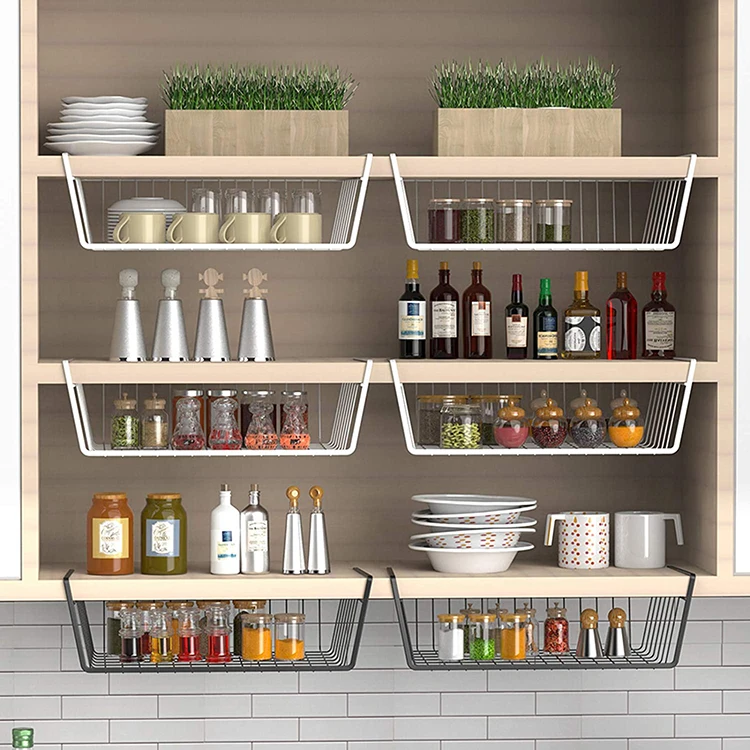 
Basic Metal Under Shelf Basket Durable Kitchen Storage Wire Box 