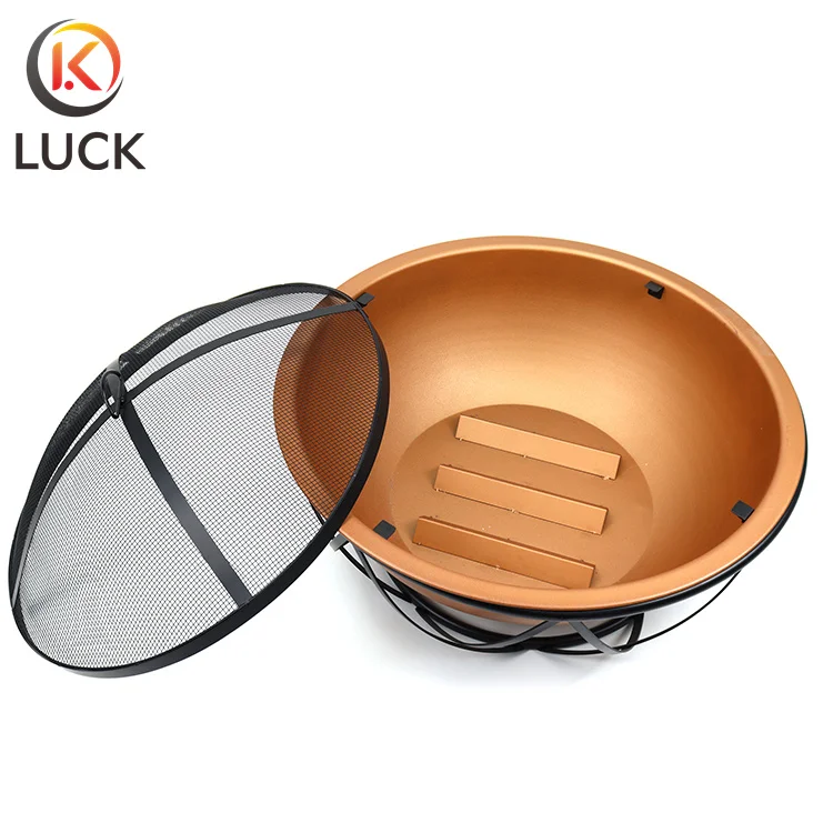 Outdoor Furniture Indoor Round Portable Charcoal Grill Metal Fire Pit With Black Iron Stand