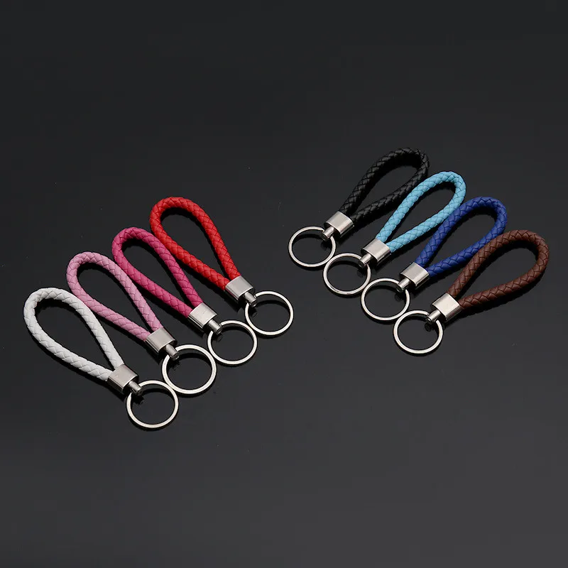 Custom leather keychain wholesale car keychain knit leather keychain