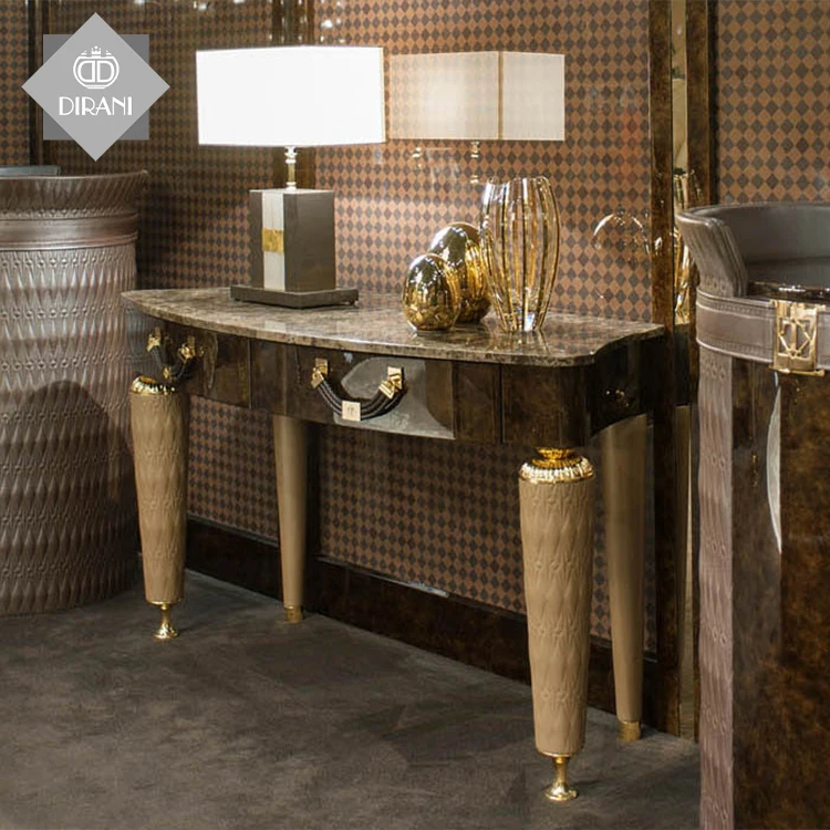 Living room marble top furniture hallway console table set stainless steel leg luxury furniture console table