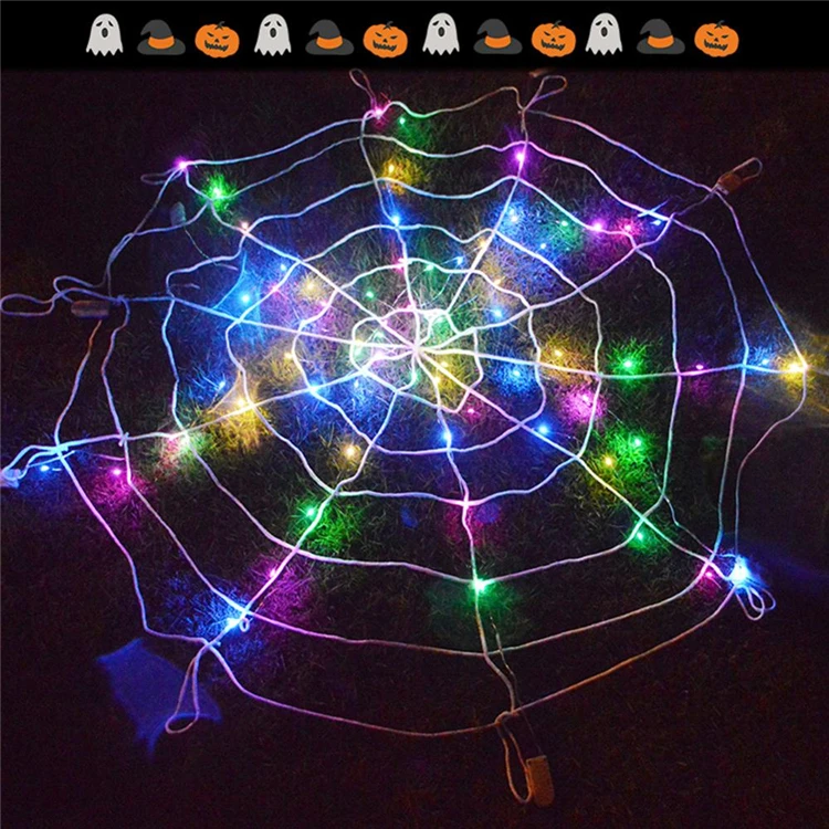 Halloween Party DIY Decoration LED Spider Web Creative Halloween Prop Lighting