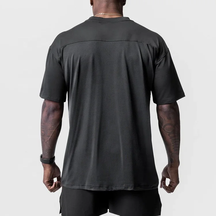 Manufacturer custom printing training sport gym 4 way stretch sweat wicking breathable plain blank washed mesh t shirt for men