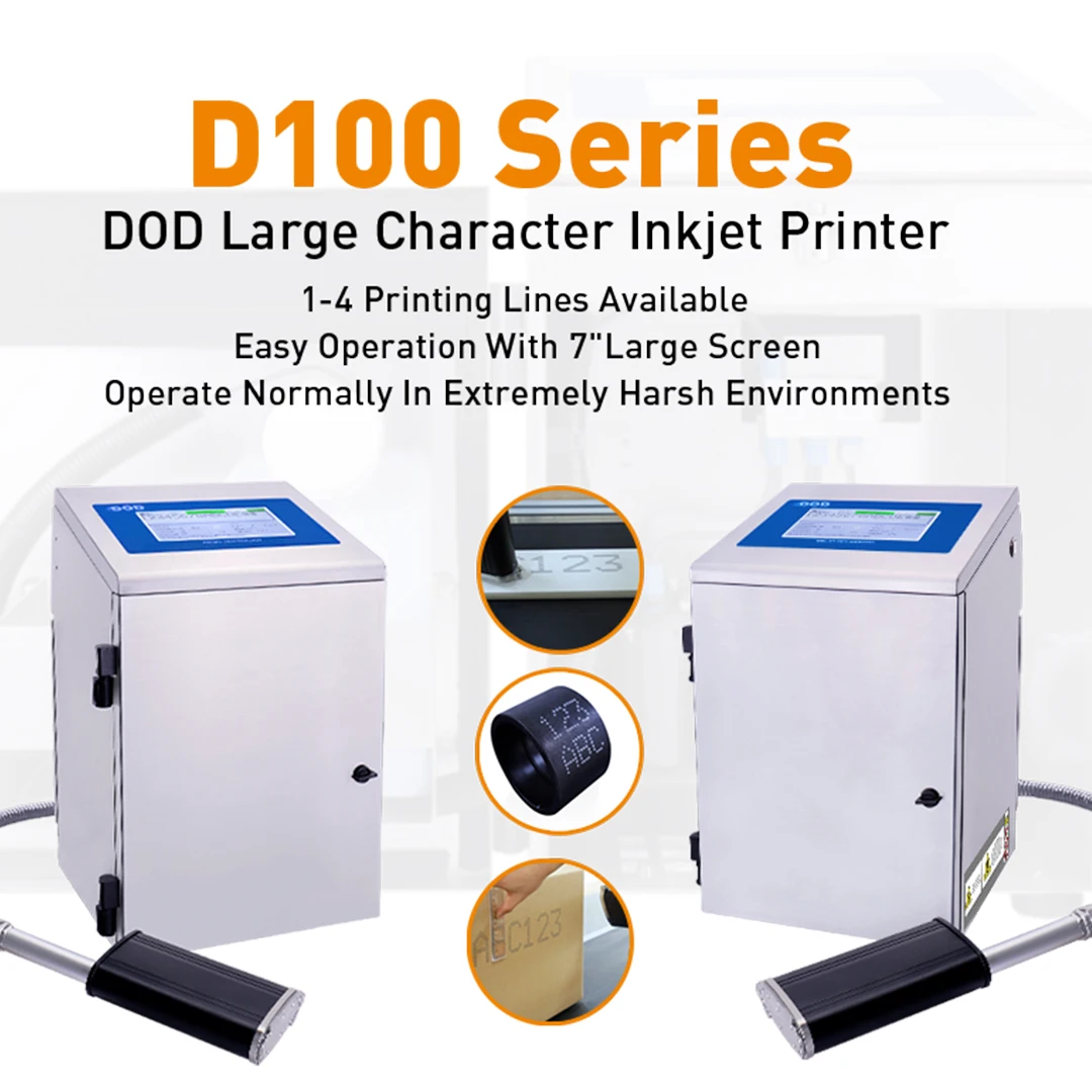 Must Buy DOD Large Character Inkjet Printer DOCOD D100 16 Dots Self- Cleaning Batch Coding Machine For Board Metal Tube Stone