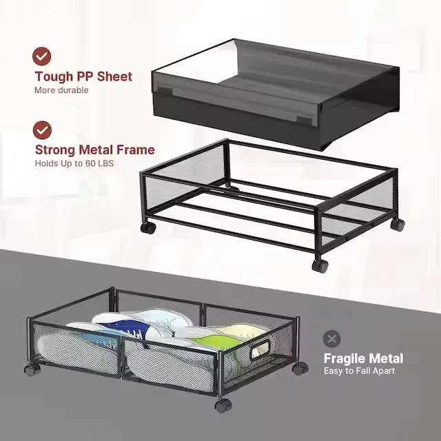 Custom under bed storage rack Removable with gurney bottom gap organizer Clothes and shoes storage box/storage basket