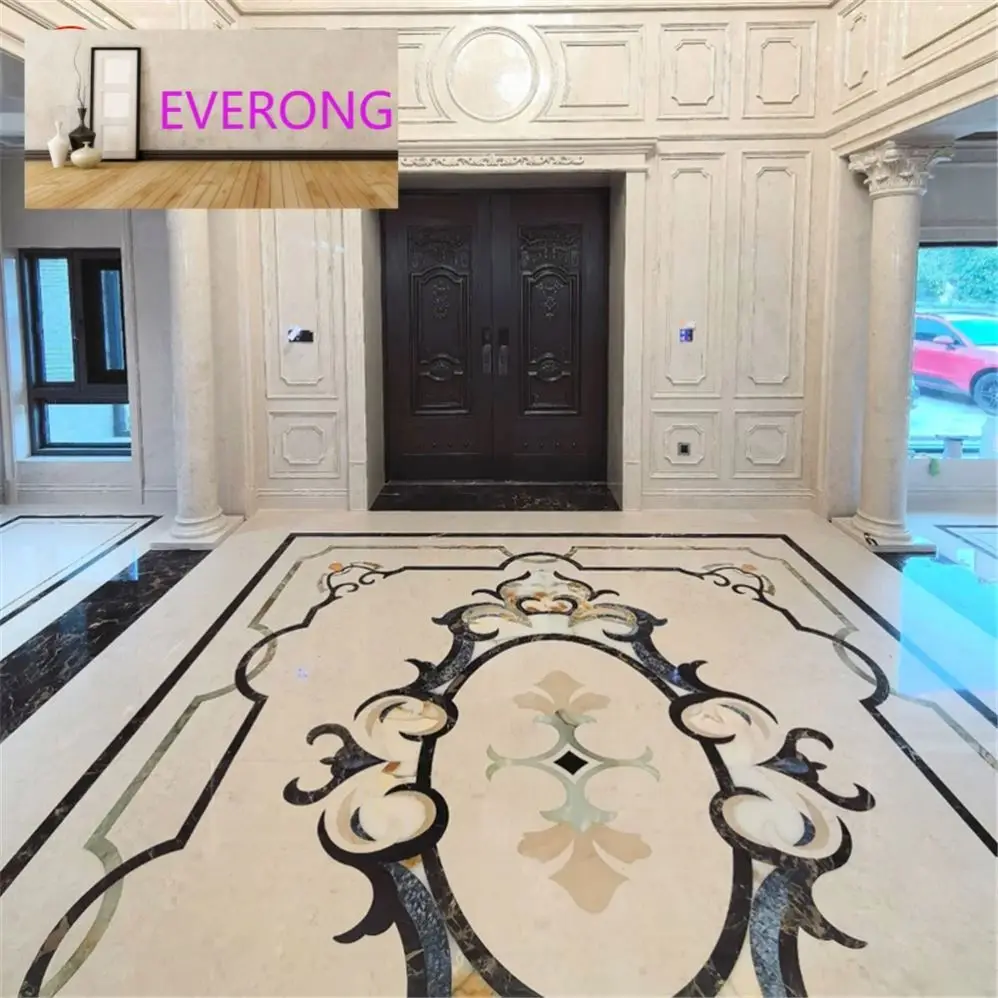 luxury villa marble stone house decor cream marble floor tiles beige marble waterjet customization China factory price
