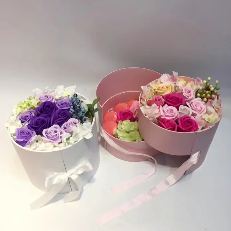 Cardboard Paper Round Makeup Wedding Flower Gift Box Packaging Roses Boxes