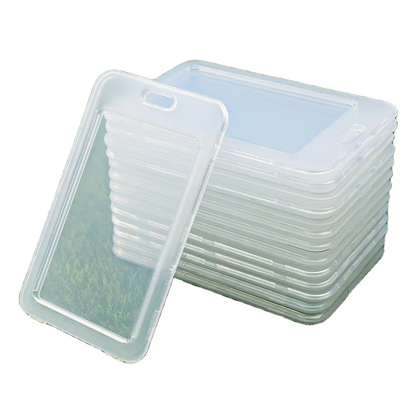 Horizontal Plastic Transparent Staff Working ID card Case Waterproof Name Badge Holder for school
