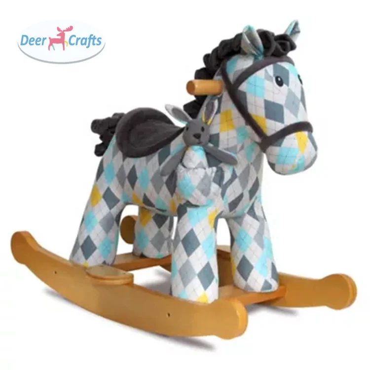 Игрушка Оптом Плюшевая деревянная лошадка-качалка для детей DD16139