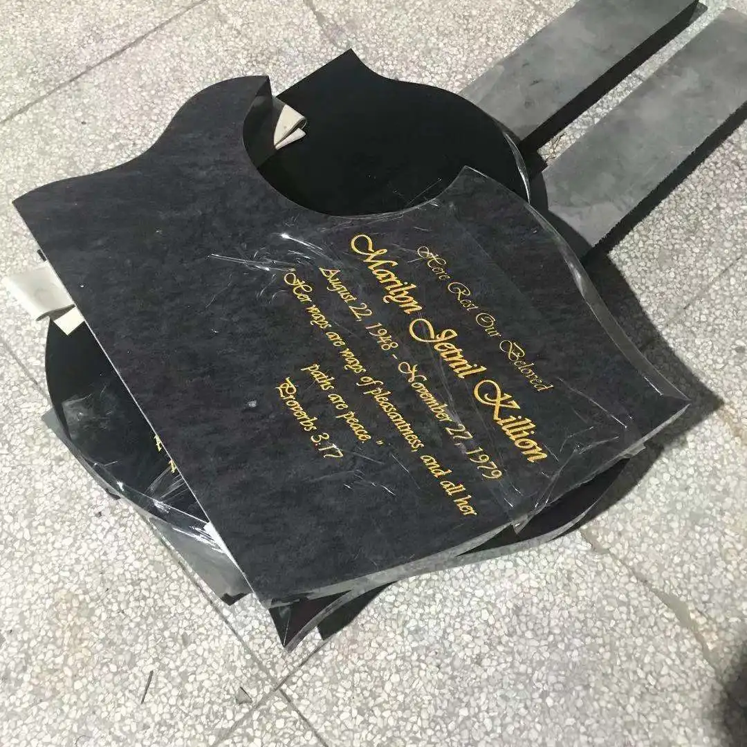 Bahama blue granite tombstone Cross design headstone Cheap customized monuments