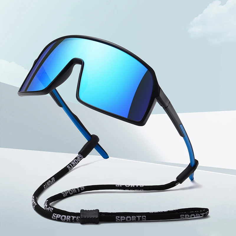 Wholesale TR90 Big Frame Sunglasses Unisex Adults New Trendy UV400 Protection Polarizing Sports Sunglasses Black Gold