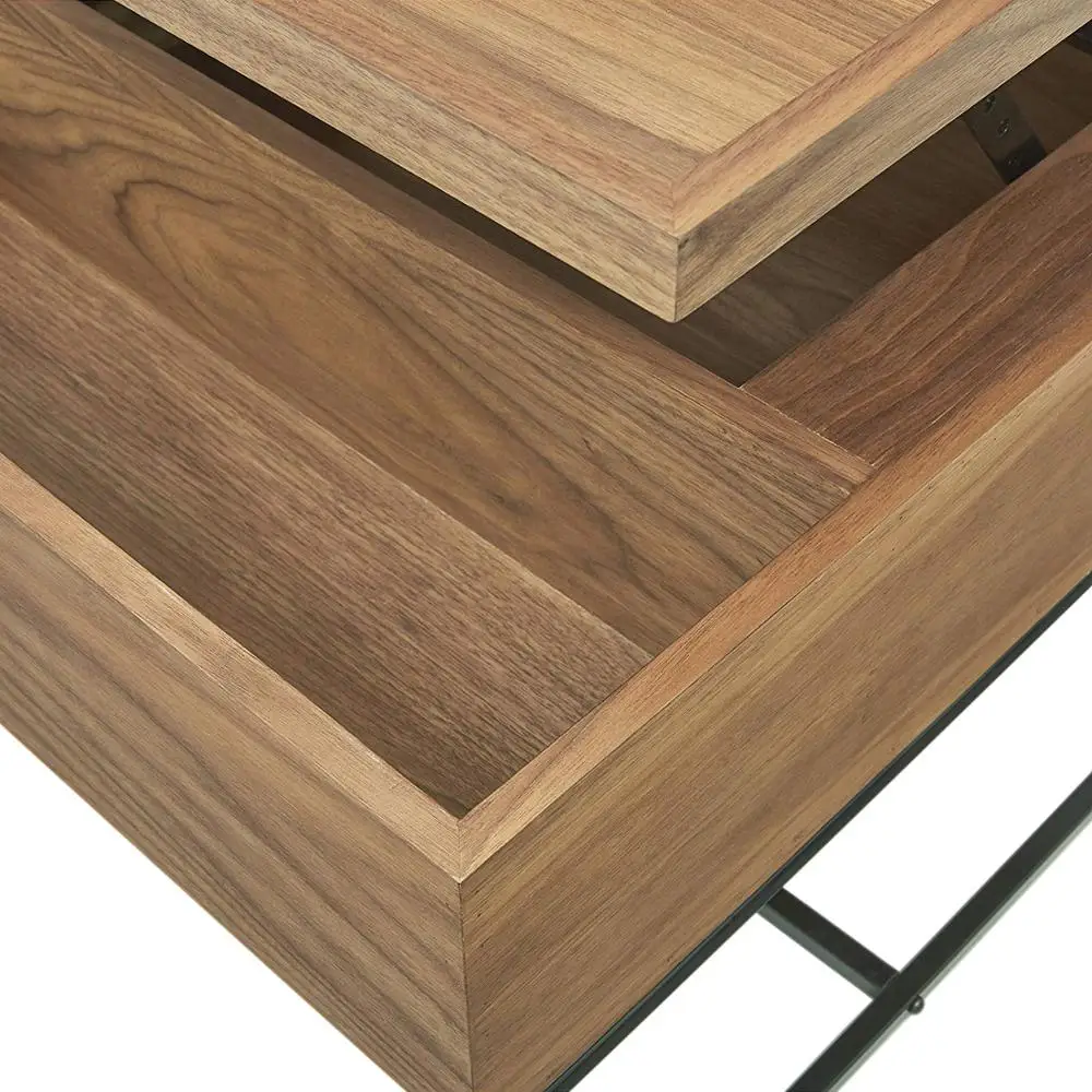 Rivet Axel Lift-Up Wood Metal Side Table, Walnut