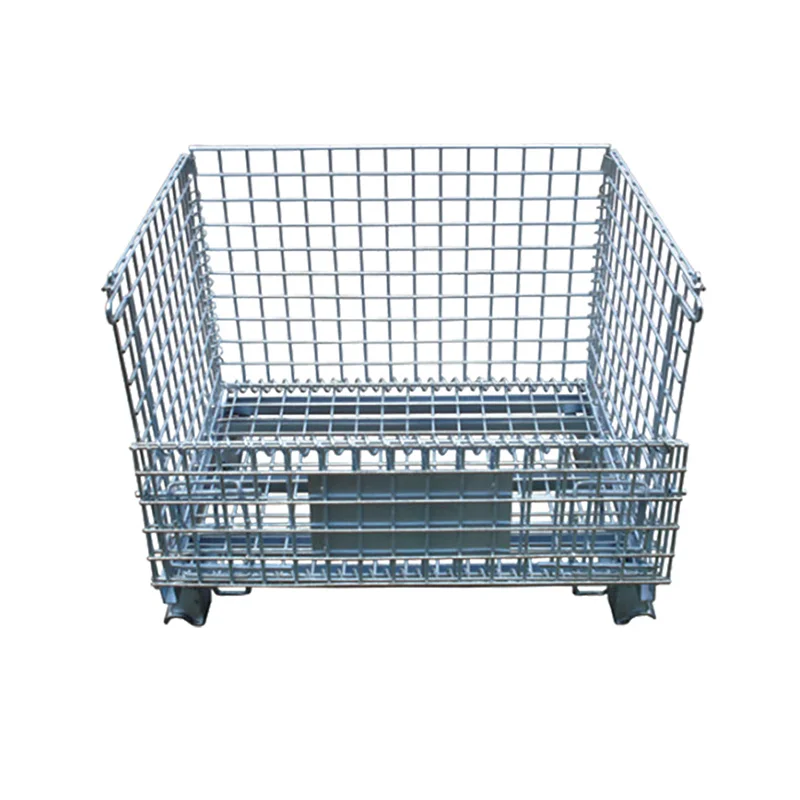 Промышленный складной стальной поддон контейнер из проволочной сетки Штабелируемый металлический для хранения