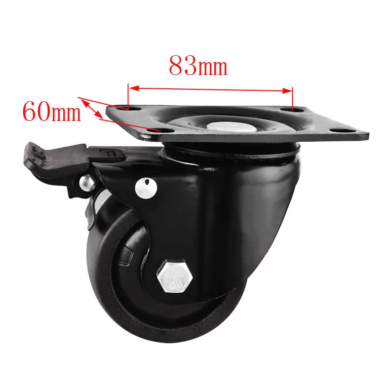 3 дюймов heavy duty низкий центр тяжести рицинус нейлона с двойным тормозом механические поворотные