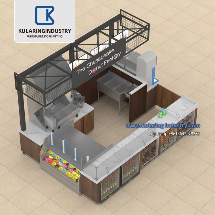 Hot Selling Donut Kiosk & Bakery Display Counter with Professional Design in Retail Store